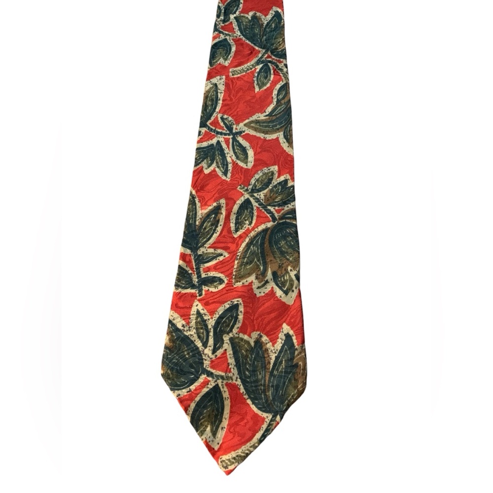 Adolfo couture extra long silk tie. Red and green. Excellent used condition.